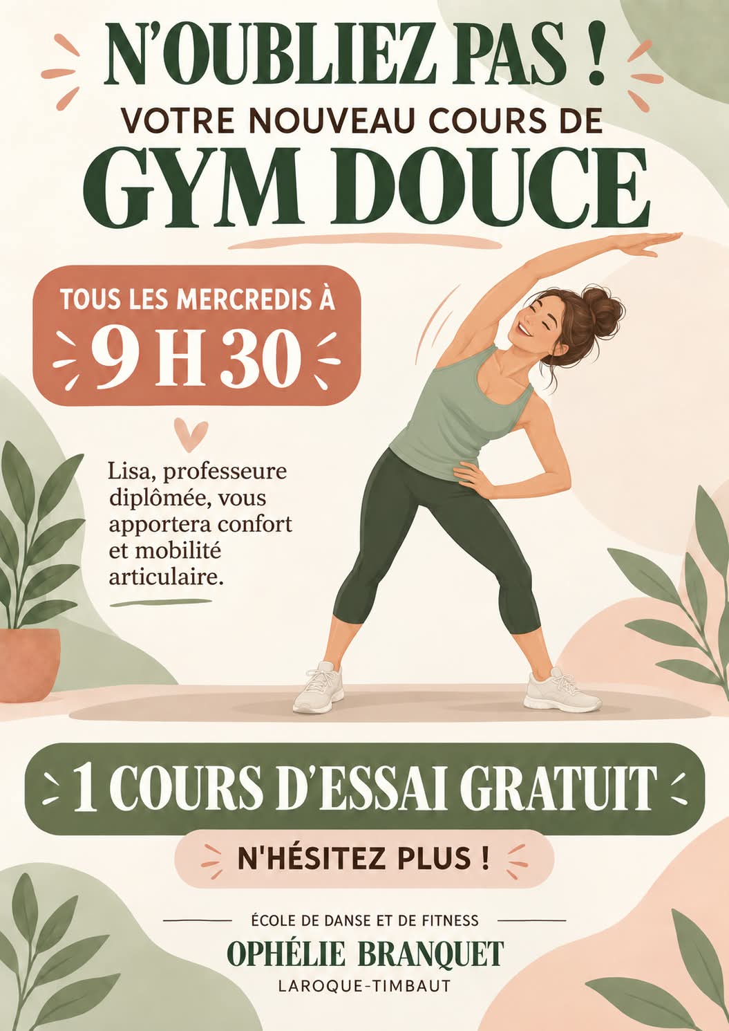 Gym Douce – Nouveau cours du mercredi à 9h30 avec Lisa